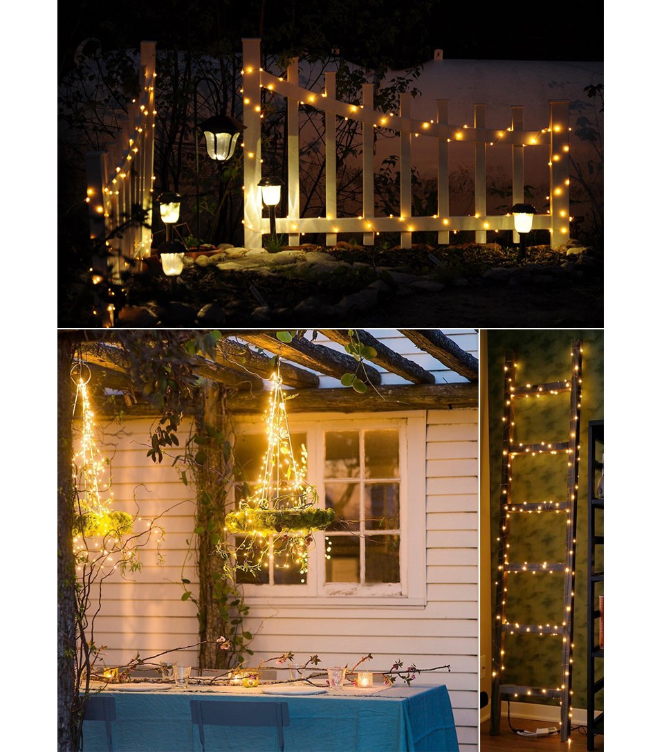 Warm White Solar Energy Outdoor Decorative Fairy Lights
