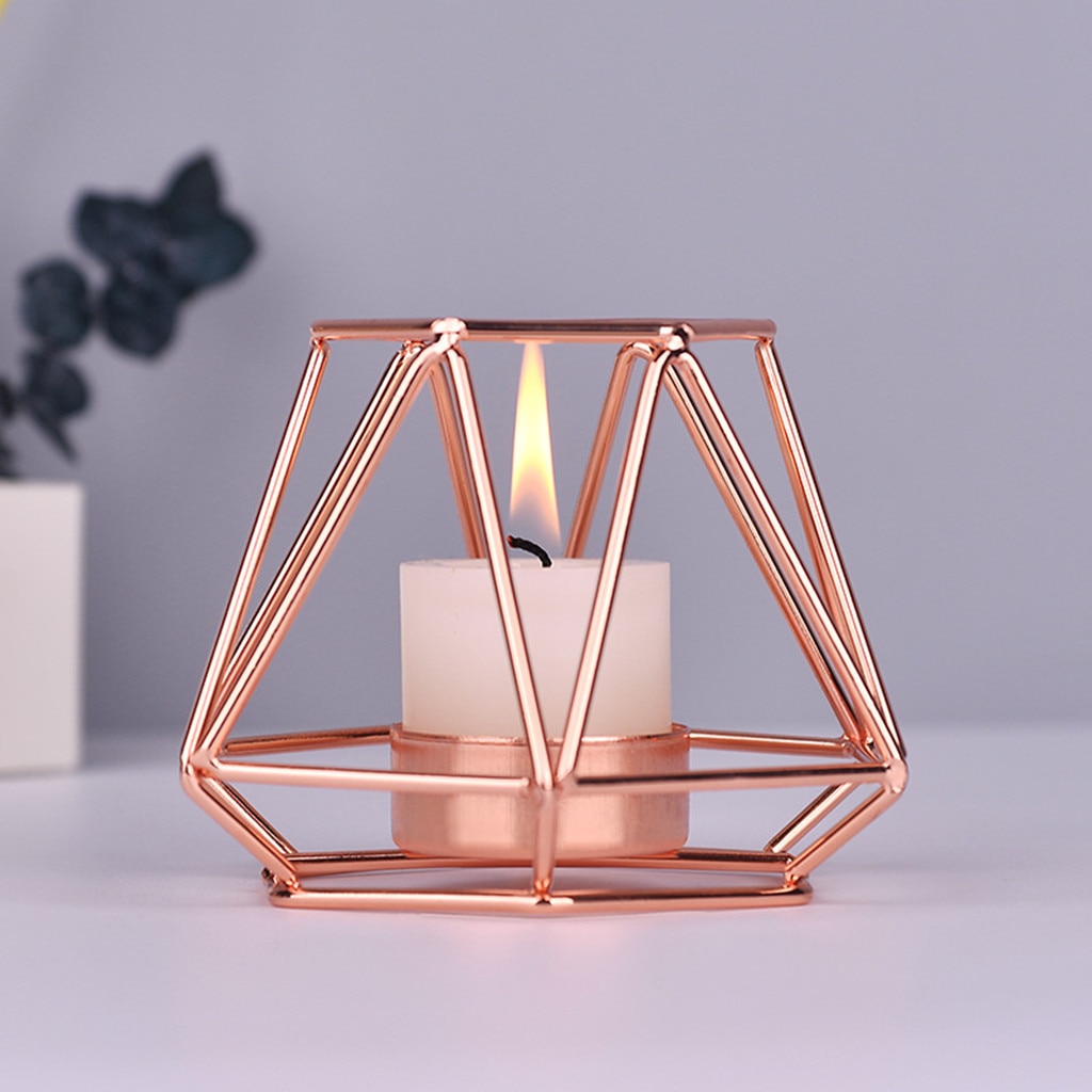 Iron Geometric Candle Holder in Nordic Style