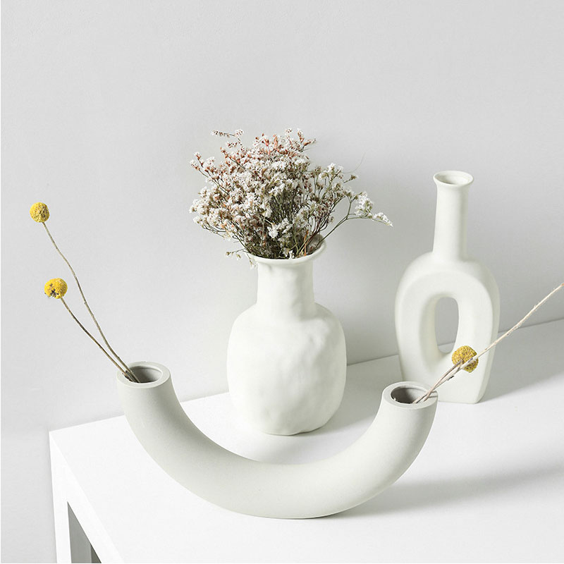 Multi-Shaped Ceramic Vase in White