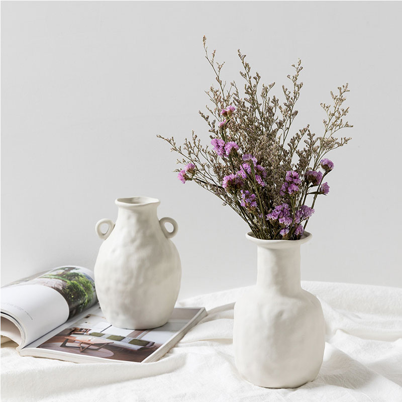 Multi-Shaped Ceramic Vase in White